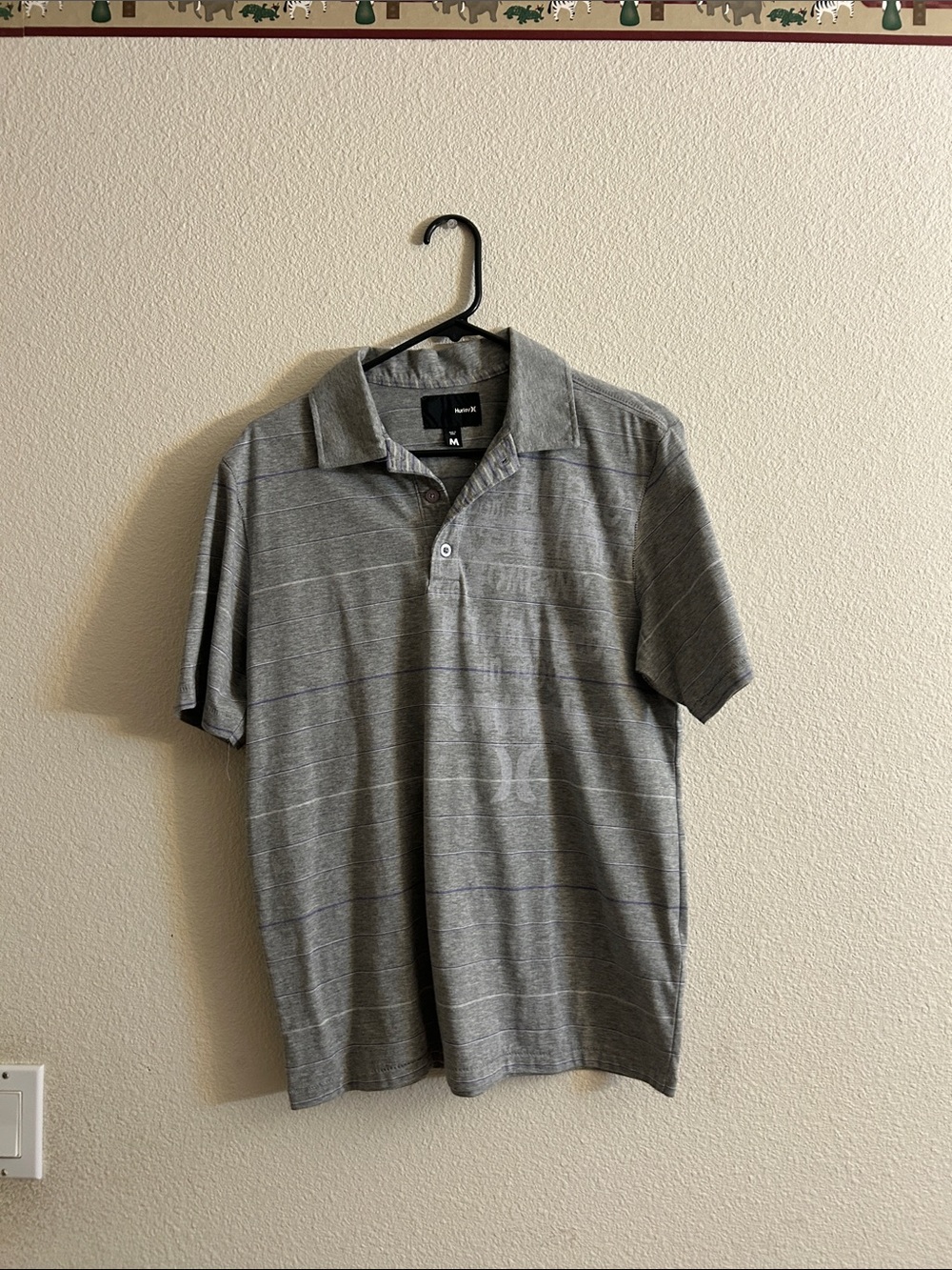 Hurley Men's Gray Heather Polo with Subtle Stripes